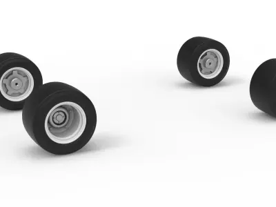 Wheel Set of Vintage Asphalt Modified stock car Scale 1 to 25 3D print model