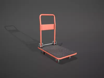 Folding Platform Truck - Trolley - Red Low-poly 3D model