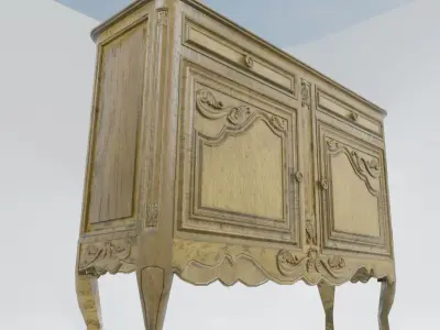 Carved Door Console Antique furniture 3D model