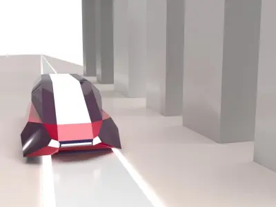 Low poly futuristic 3d vehicle exterior design Low-poly 3D model