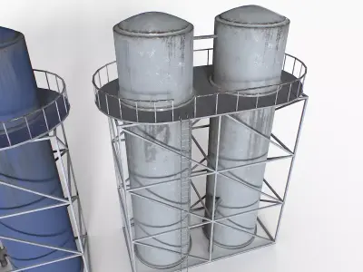 Old and Rusty Water Tanks 2 Low-poly 3D model