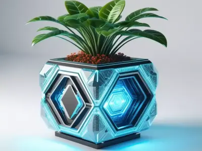 Futuristic SciFi Potted Plant 3D model