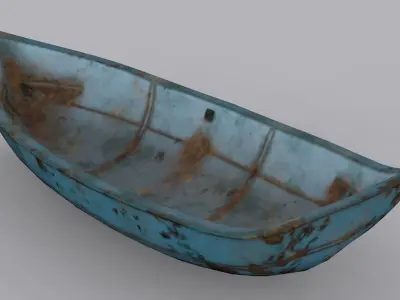 Metal Row Boat Low-poly 3D model