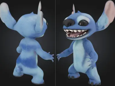 Stitch Cute Alien Cartoon Character Low-poly 3D model
