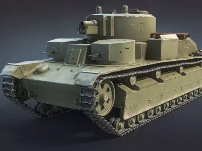 T-28 Medium Tank Low-poly 3D model