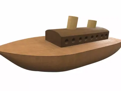 Wooden ship toy 6 Free 3D model