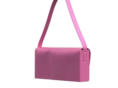 Pink Leather Pocket Shoulder Bag 3D model