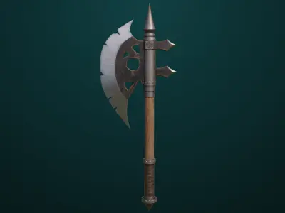 Battle Axe 16 All PBR Unity UE Textures Included Low-poly 3D model