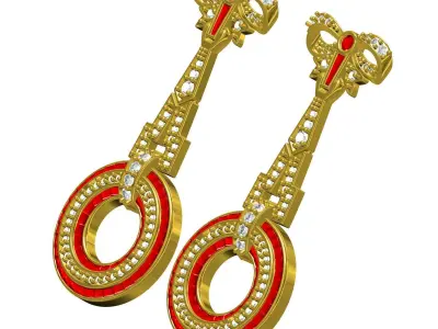 Antique Diamond Bow Stud Earring 3D print model