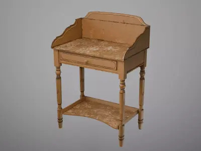  Victorian Painted Wooden Washstand Table with Drawer  Low-poly 3D model