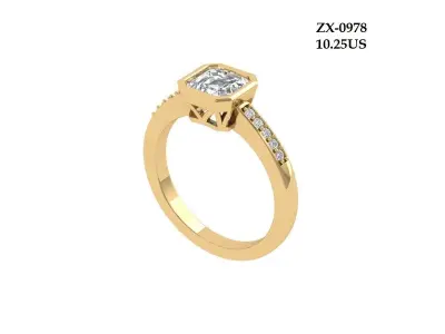 Asscher Solitair Ring 3D print model order