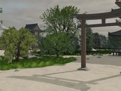 Japanese Village Landscape 3D model purchase