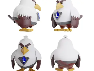 Eagle Mascot Character 3D model Low-poly 3D model Low-poly 3D model