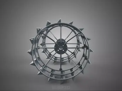 LONG WIDE DOUBLE TRACK TREAD METAL CAGE WHEEL TRACTOR TYRE TIRE 3D model
