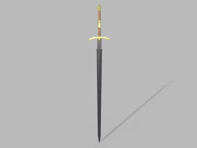 Realistic Medieval Long Sword Low-poly 3D model