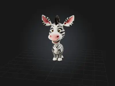 Cartoon Zebra Low-poly 3D model