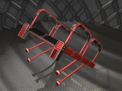 Sci-Fi Stairs - 25 - Red Version Low-poly 3D model