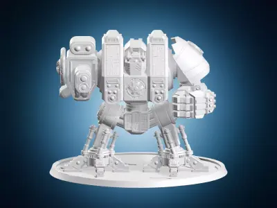 Heavy Combat Mech with Power Fist and Cannon 3D print model