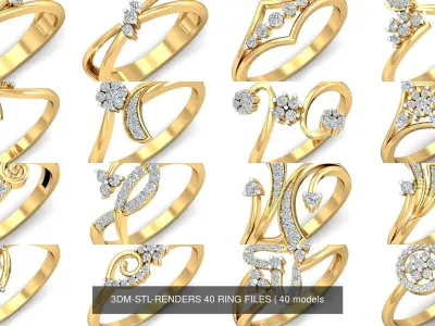 3DM-STL-RENDERS 40 RING FILES 3D Model Pack