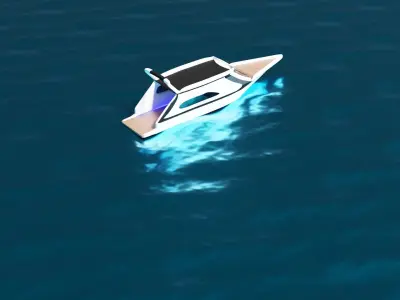 Yacht 3d model boat in water Low-poly 3D model