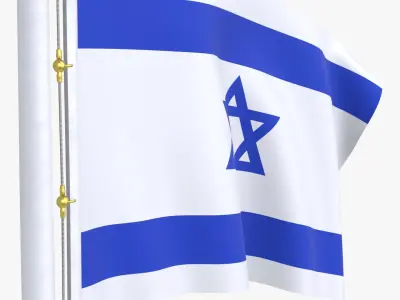 IsraelFlagStandPoleAnimated 3D model