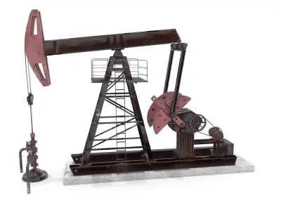 Oil Pumpjack Animated Weathered 2 Low-poly 3D model