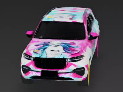 Vibrant Itasha Anime SUV 3D Model Low-poly 3D model