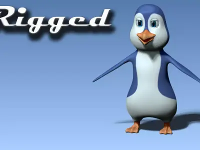 Cartoon penguin Low-poly 3D model buy