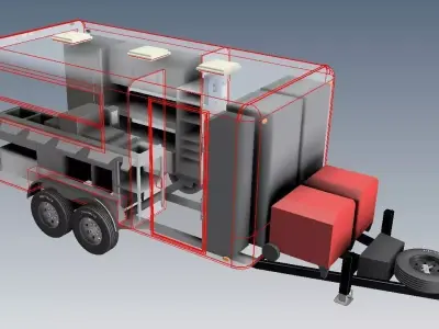14 ft x 8 ft food trailer donuts trailer 3D model