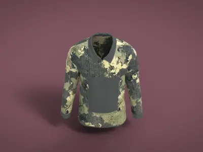 Military Outfit - T-shirt Low-poly 3D model 13