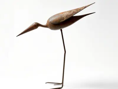 Vintage Metal Bird Sculpture Model Pack Low-poly 3D model