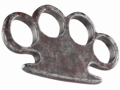Old Vintage New York 1864 Steel Knuckle with Blood 3D model