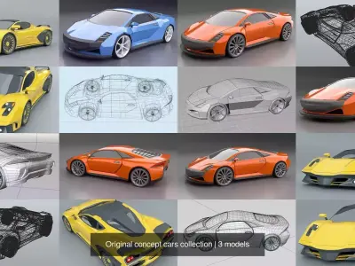 Original concept cars collection 3D Model Pack buy