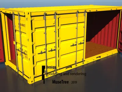 Shipping Container 20ft Dry Van Open Side Rigged 3D 3D model