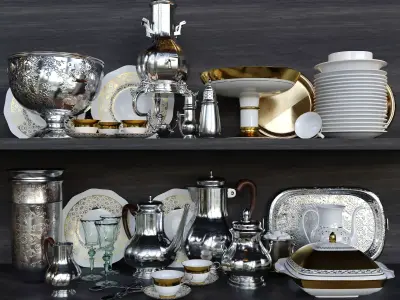 Old Antique Set 3D Model Corona Render 3D model