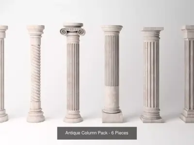 Antique Column Pack - 6 Pieces 3D Model Collection