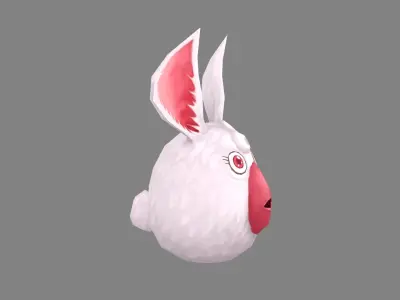 Cartoon chicken head bunny monster Low-poly 3D model