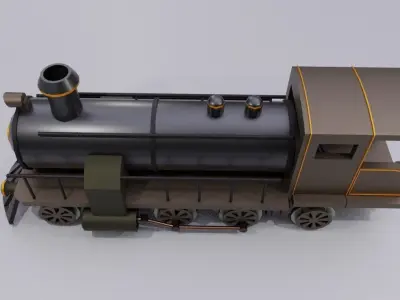 Old Locomotive - Train - Steam - Trem a Vapor Low-poly 3D model