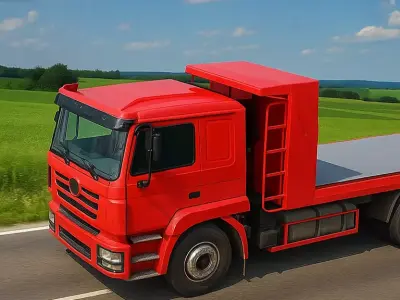3 Axle Flatbed Truck 3D Model High Quality Low Poly Design Low-poly 3D model