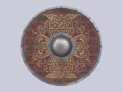 Viking shield Low-poly 3D model 4