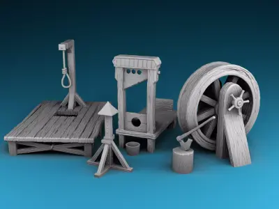 Stylized decor of Middle Ages Instruments of torture 3D print model