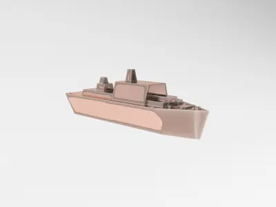 Cartoon Simple Warship v1 014 Low-poly 3D model