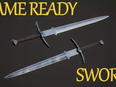 Simple LP Sword GameReady Asset 4k PBR Textures Low-poly 3D model