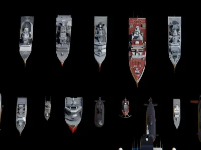 Low Poly NAVAL SHIPS PACK Low-poly 3D model
