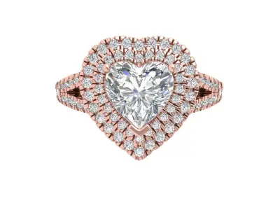 Heart Art Deco Ring 3D print model 2