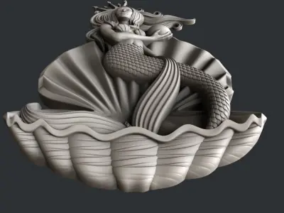 3d STL models for CNC router Mermaid 3D model