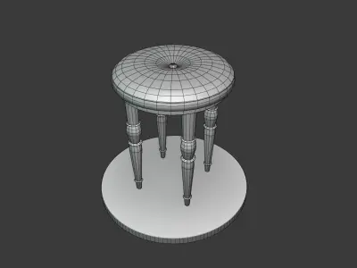 Vintage Wooden Stool Low-poly 3D model