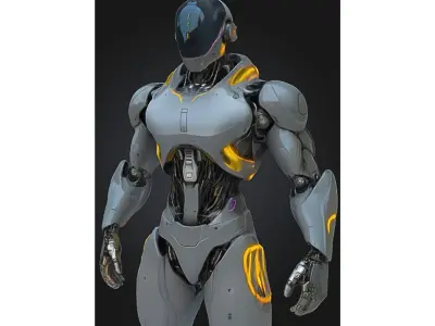 Sleek Android Male Robot Low-poly 3D model