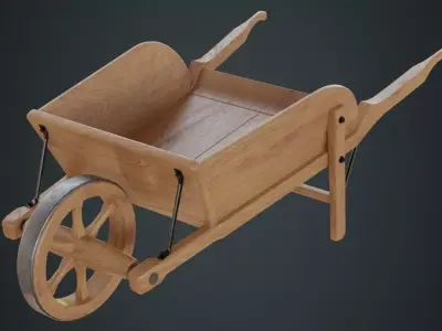 Wheelbarrow 4C Low-poly 3D model