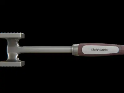 Meat Hammer Kitchnwares with brown rubber handle Low-poly 3D model